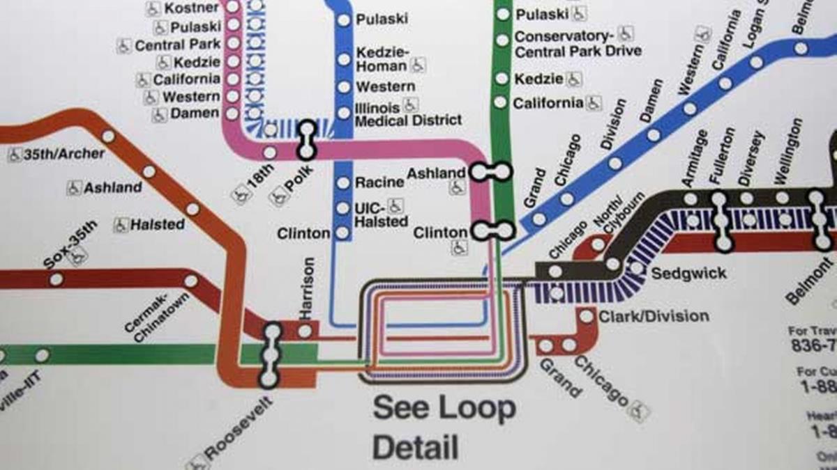 ชิคาโกรถไฟใต้ดินแผนที่เส้นสีน้ำเงิน
