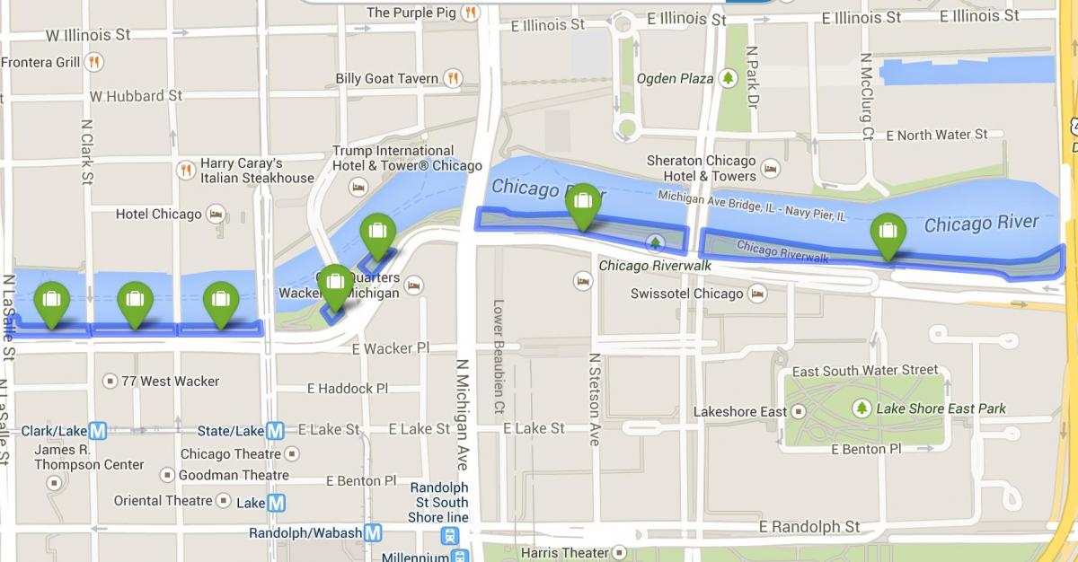 แผนที่ของ riverwalk ชิคาโก