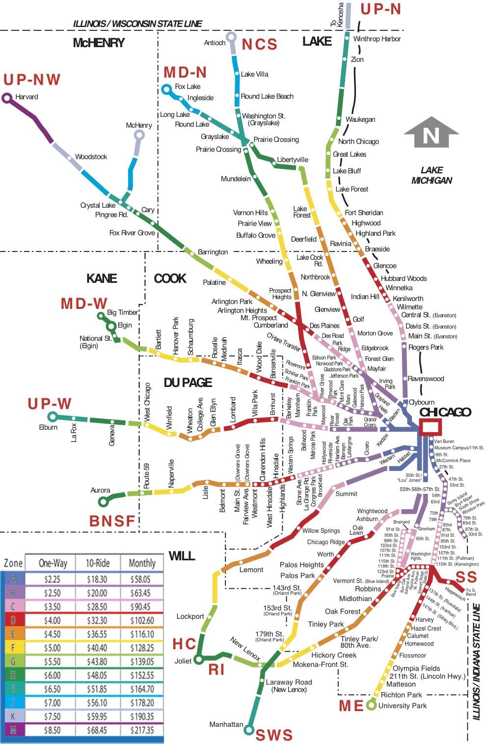 ชิคาโก้บริเวณรถไฟบนแผนที่