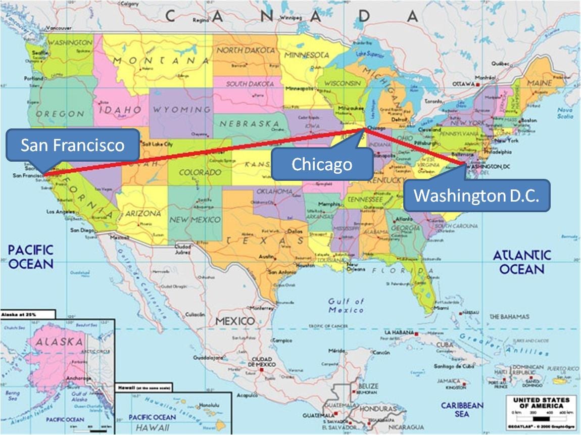 ชิคาโก้บนแผนที่ usa. kgm