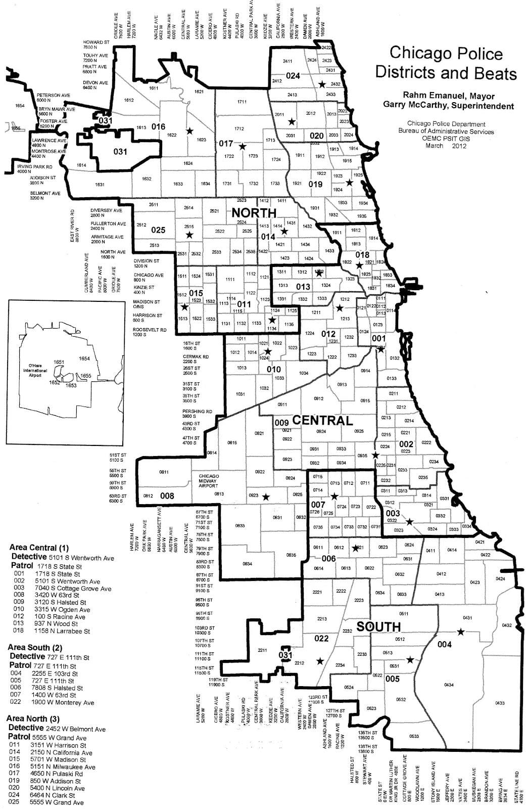 ตำรวจ districts. kgm นแผนที่ของชิคาโก้