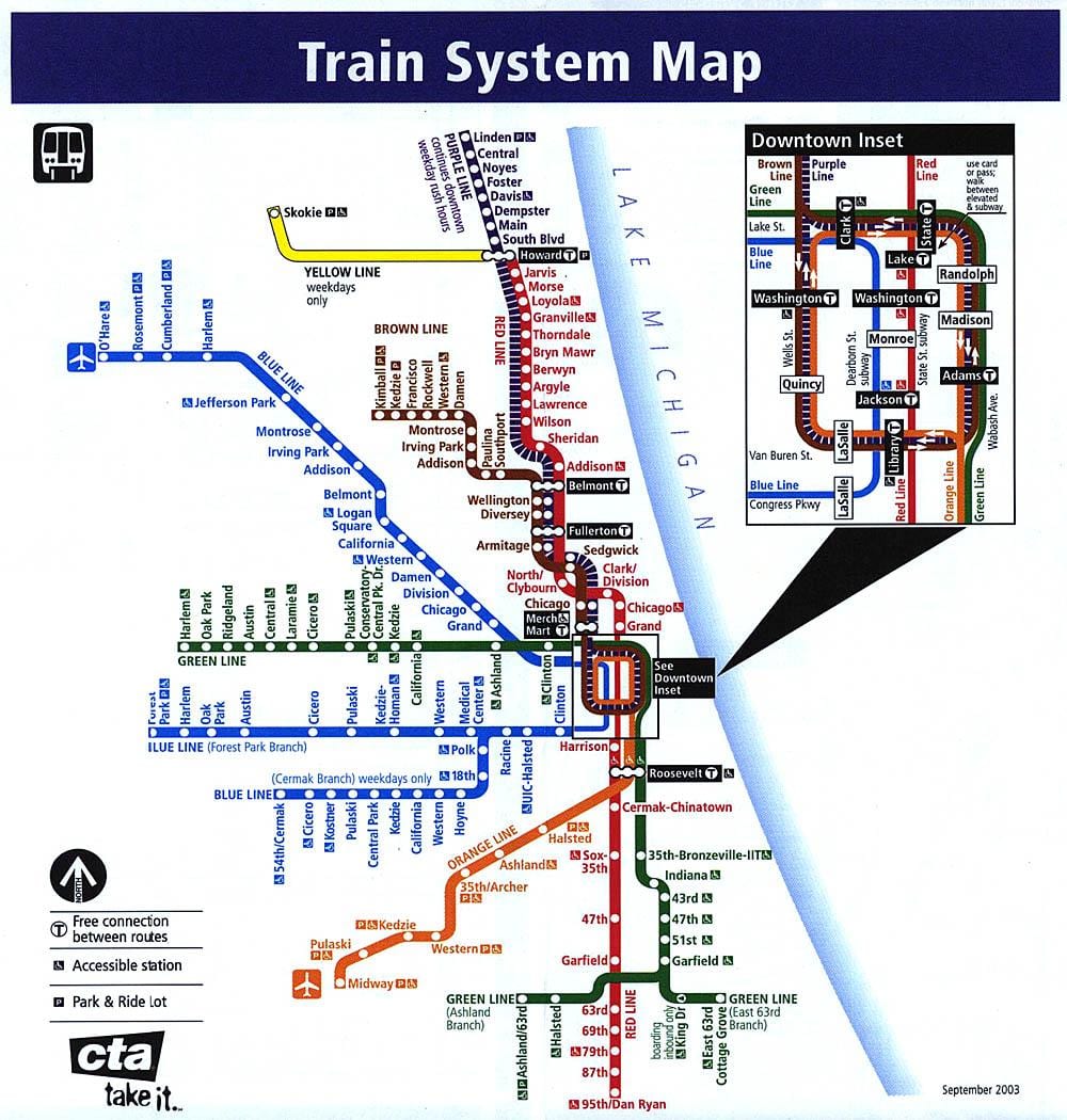 ชิคาโกรถไฟของระบบนแผนที่