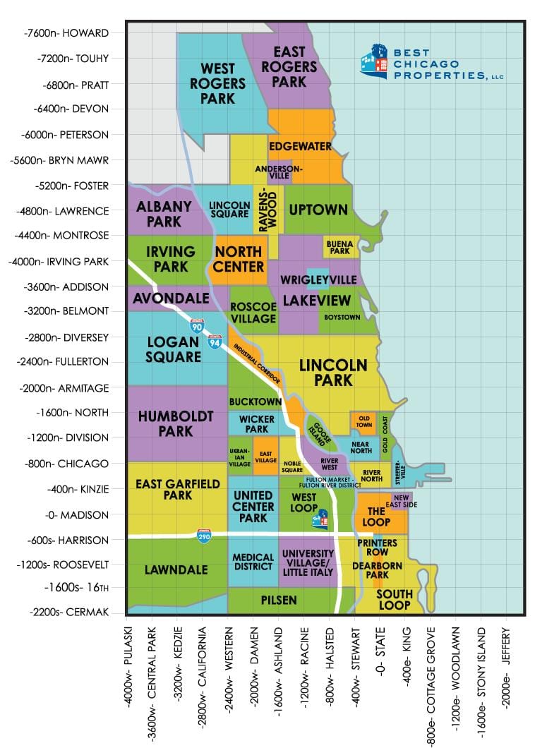 neighborhoods อยู่ในชิคาโก้บนแผนที่