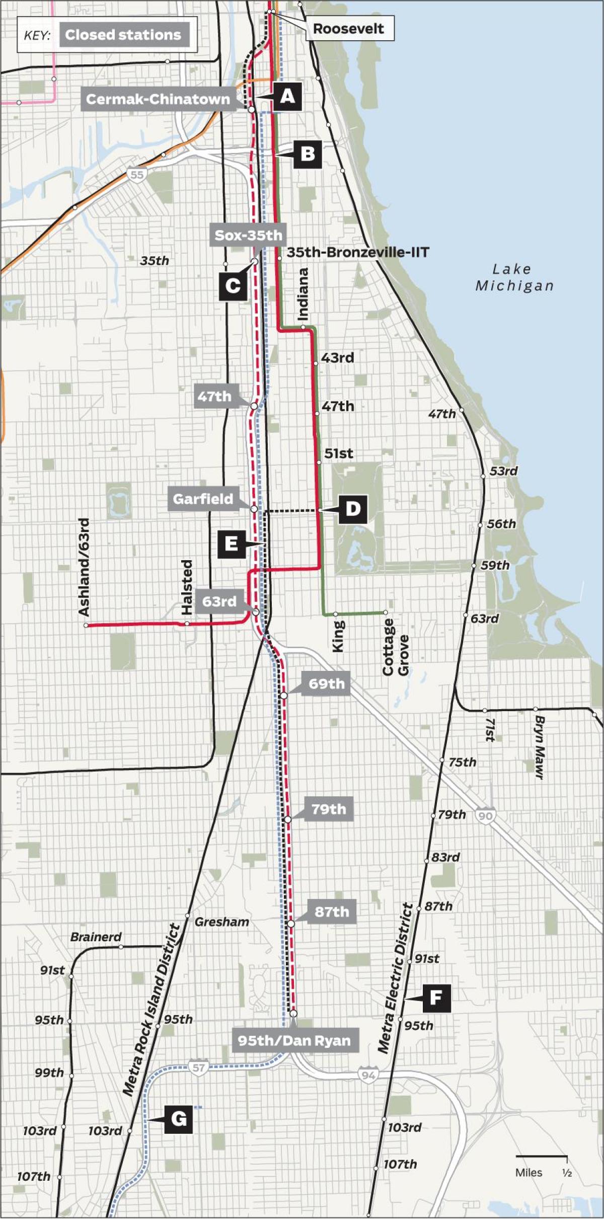 redline แผนที่ชิคาโก