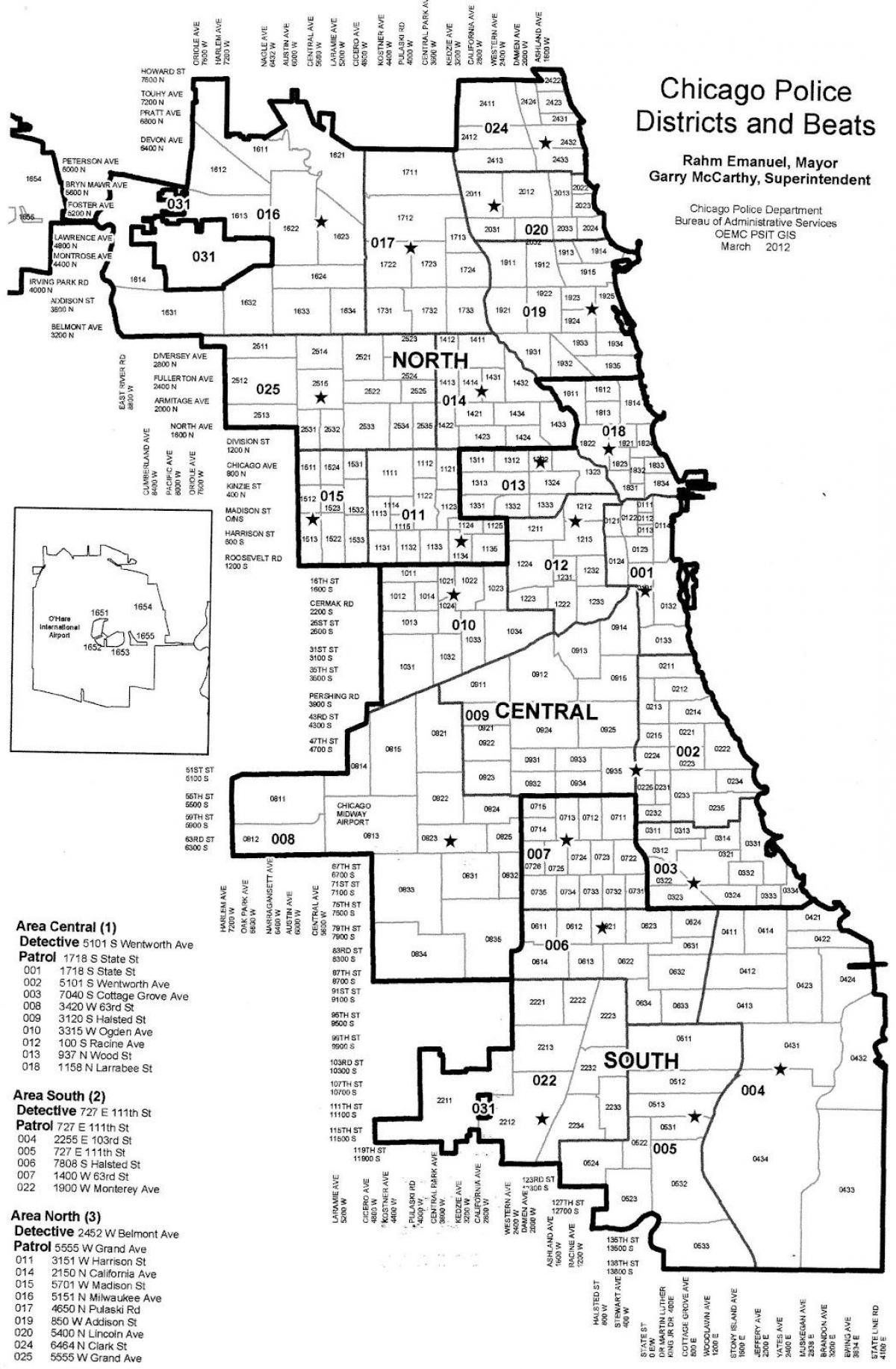 ตำรวจ districts. kgm นแผนที่ของชิคาโก้
