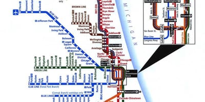 รถไฟบนแผนที่ของชิคาโก้