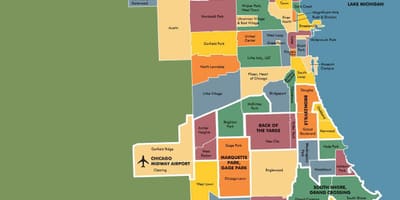 แผนที่ของ neighborhoods อยู่ในชิคาโก้