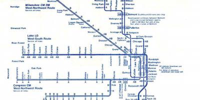 แผนที่ของสีน้ำเงินเส้นชิคาโก้